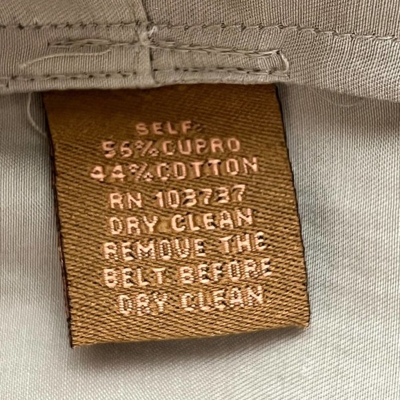 Ali Ro Womens Pleated Shirt Dress size 2 Khaki Taupe Ruffle Sleeve Knee Length - Picture 12 of 12